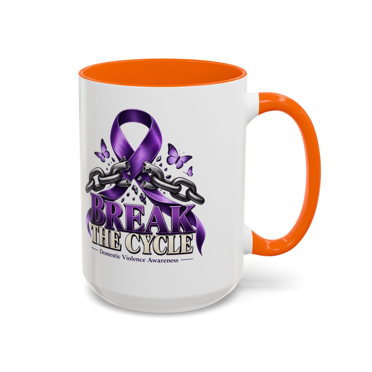 Break the Cycle Coffee Mug – Domestic Violence Awareness Purple Ribbon (11/15oz)