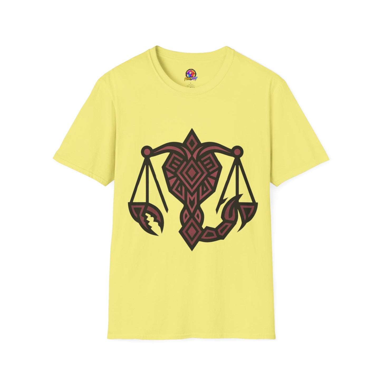 Libra Scales Graphic T‑Shirt — Tribal Zodiac Balance Design