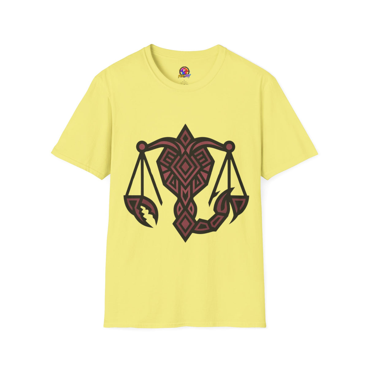 Libra Scales Graphic T‑Shirt — Tribal Zodiac Balance Design