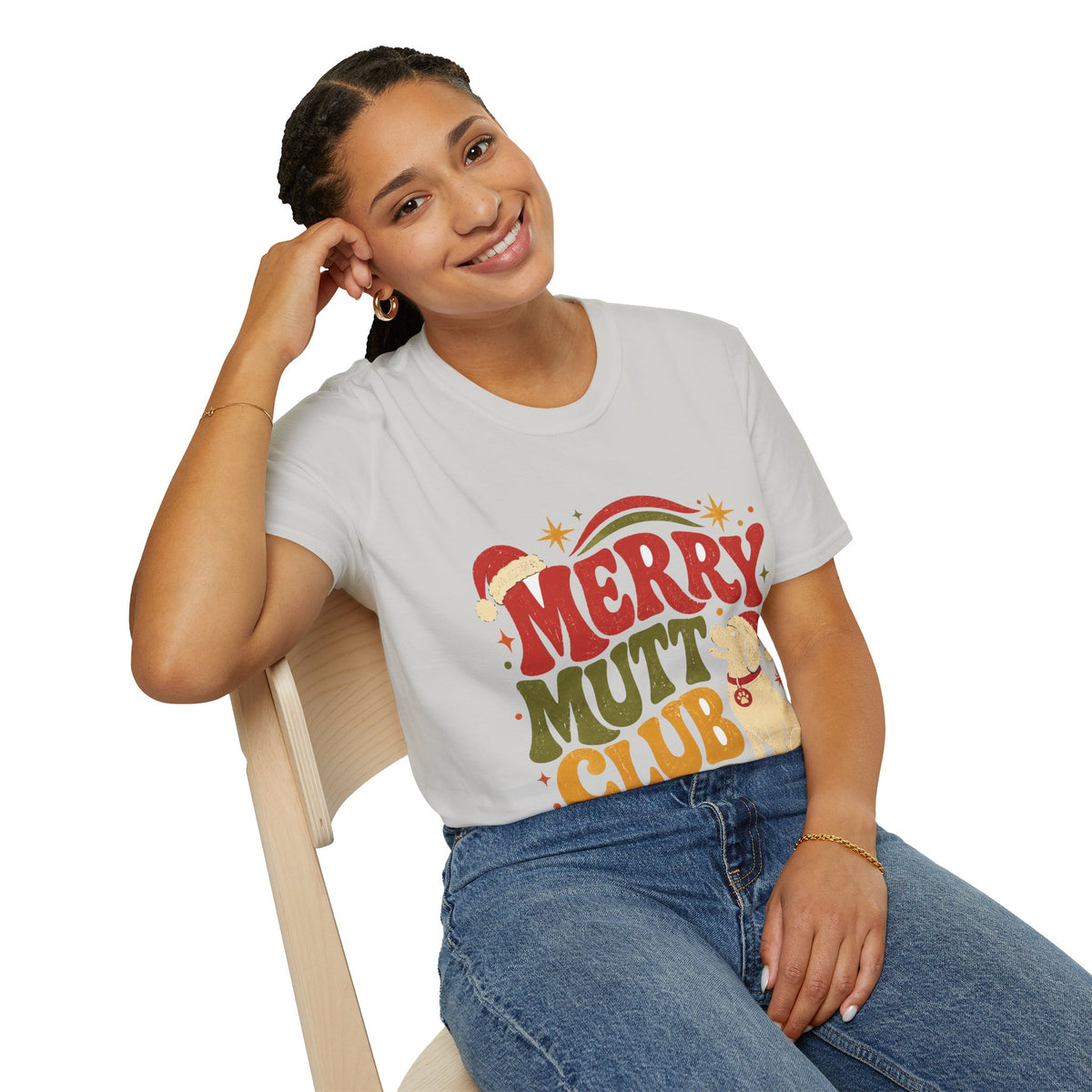 Merry Mutt Club T-Shirt — Retro Christmas Dog Lover Tee