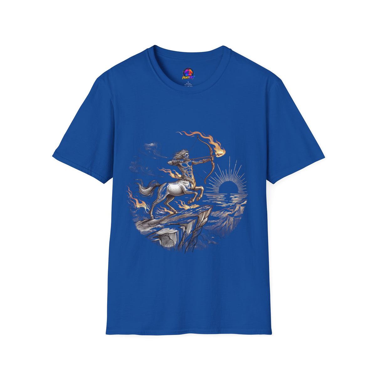 Sagittarius Centaur Archer T-Shirt — Mythical Archer Graphic Tee (Flaming Bow)
