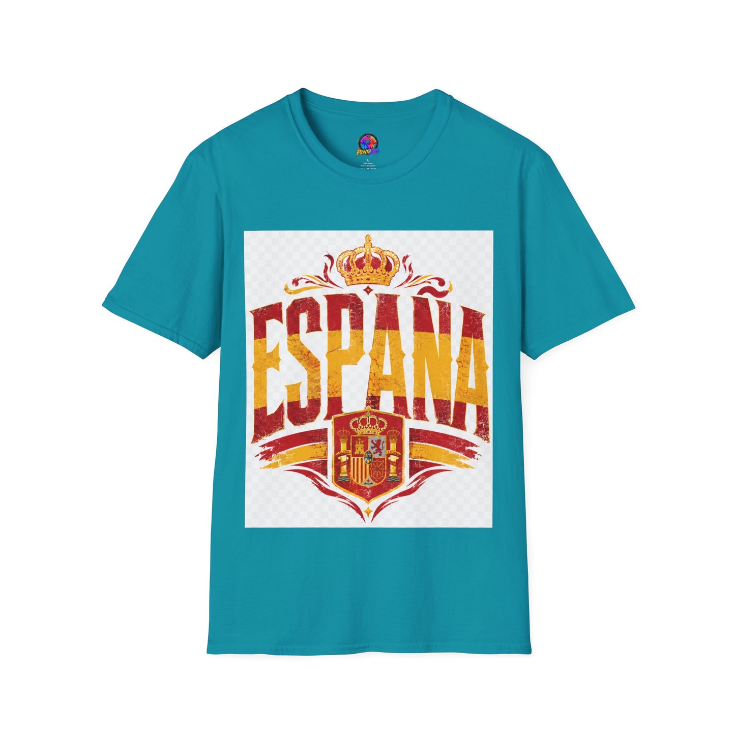 Spain Crown Graphic T-Shirt — Spanish Flag Vintage Crest Tee