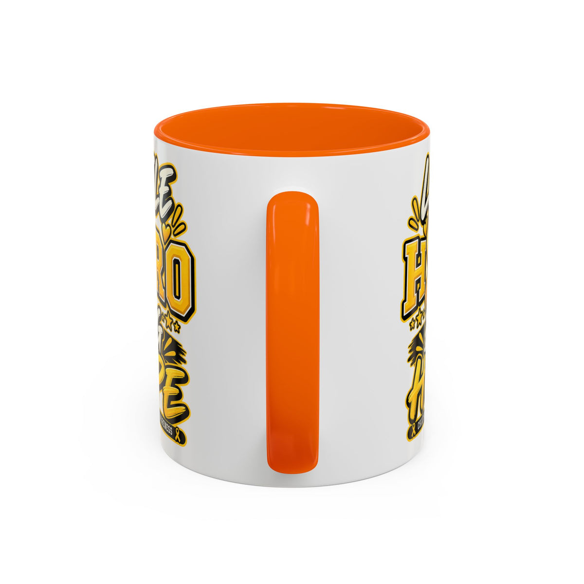 Little Hero Big Hope Coffee Mug — Childhood Cancer Awareness Accent Mug (11/15 oz)