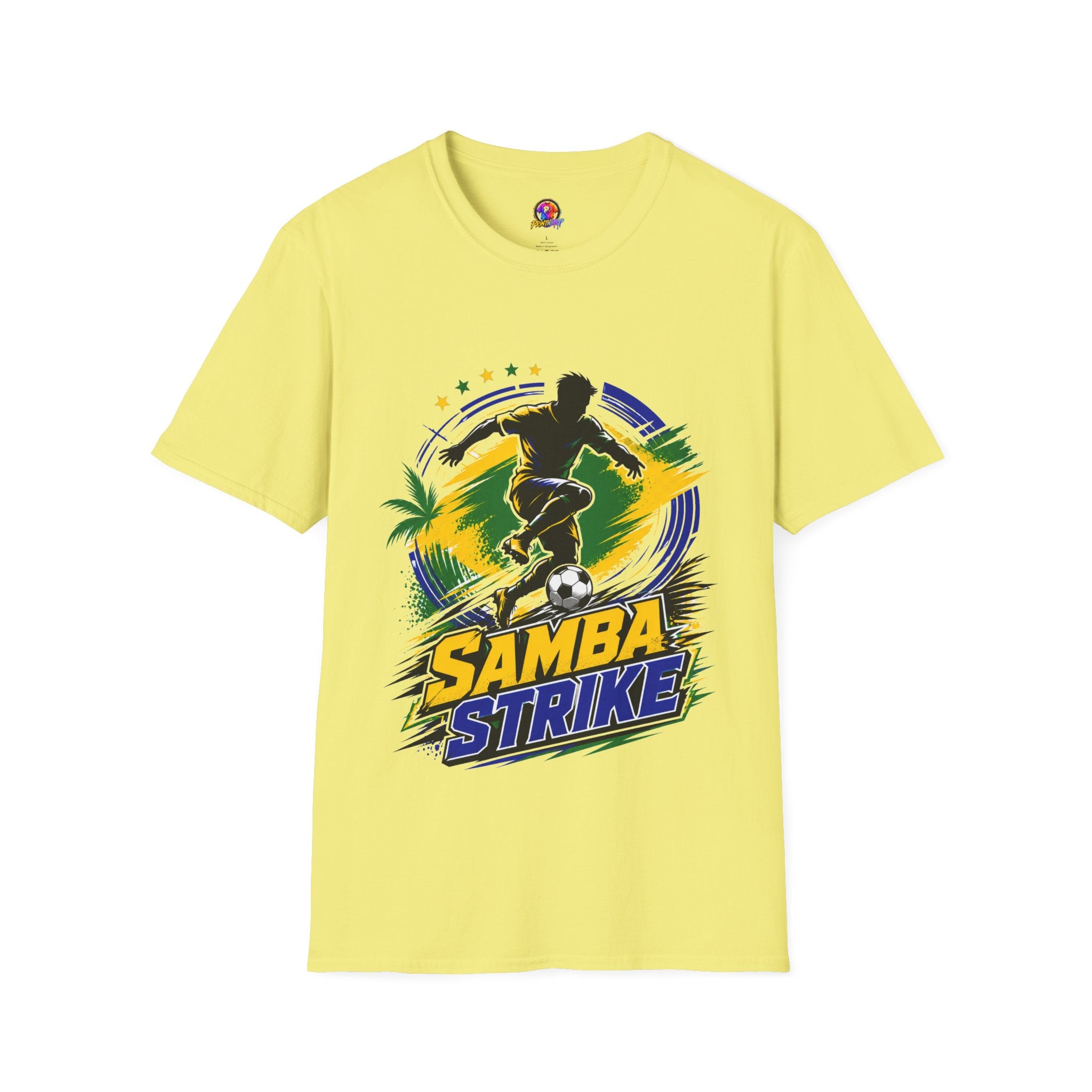Brazil  Samba Strike Soccer T-Shirt — Brazilian Football Player Graphic Tee
