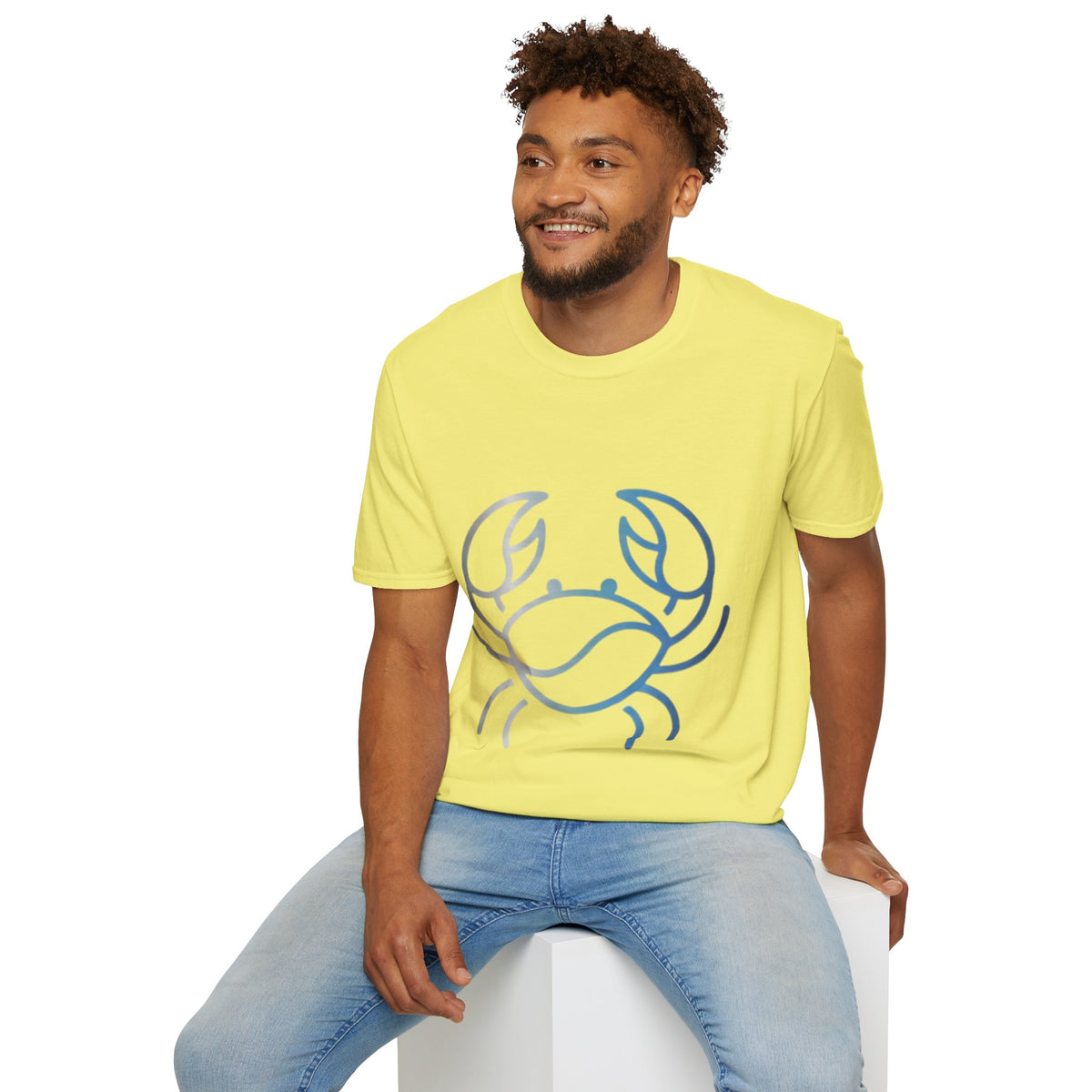 Crab Graphic T-Shirt — Coastal Blue Minimalist Beach Tee