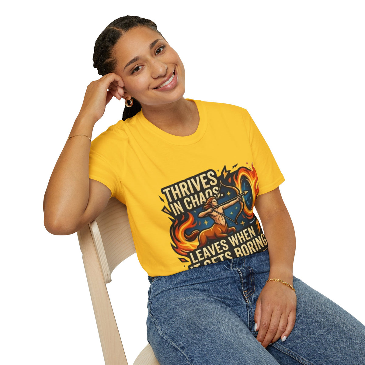 Sagittarius Archer T‑Shirt — "Thrives in Chaos" Zodiac Fire Sign Tee
