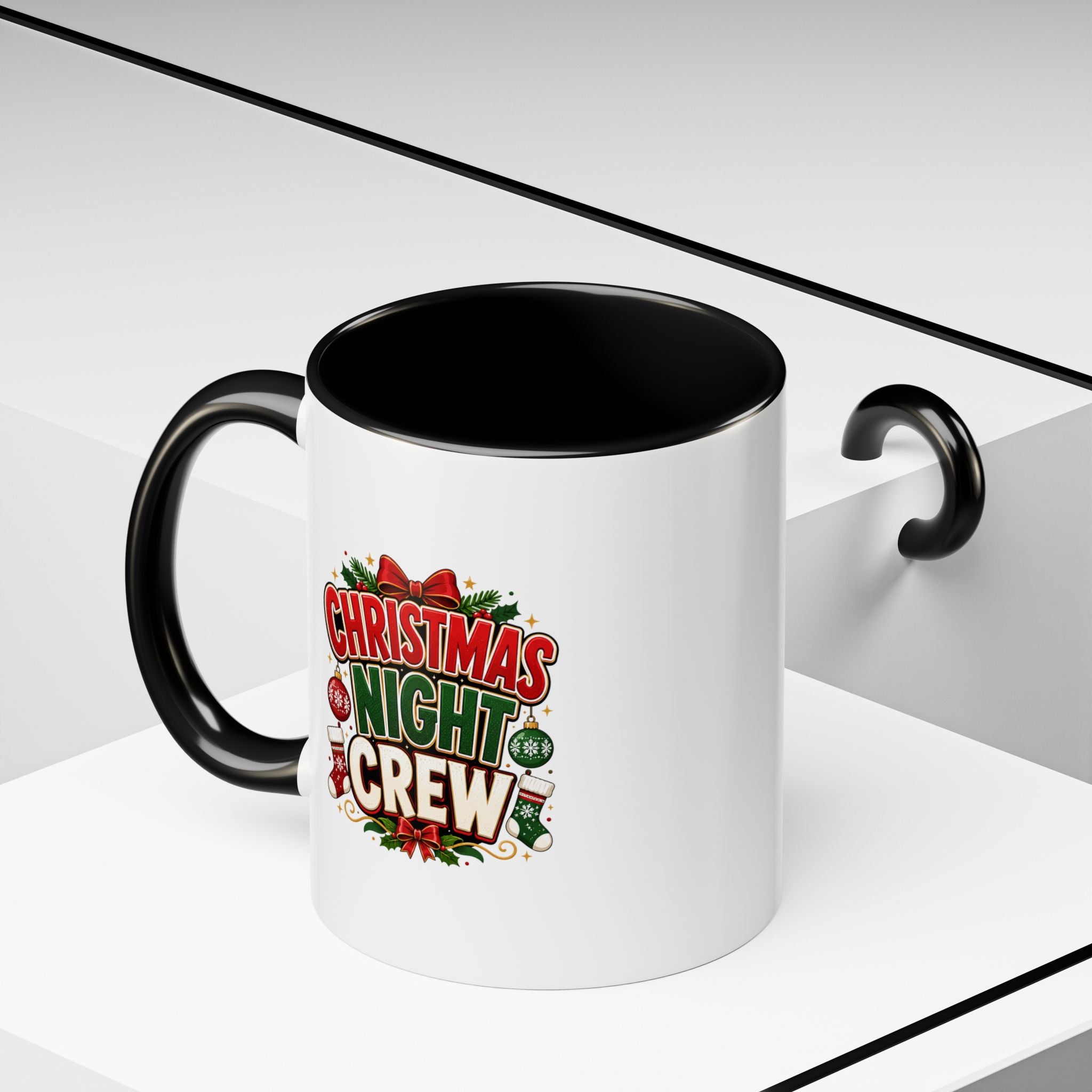 Christmas Night Crew Accent Coffee Mug – Festive Holiday Coffee Cup