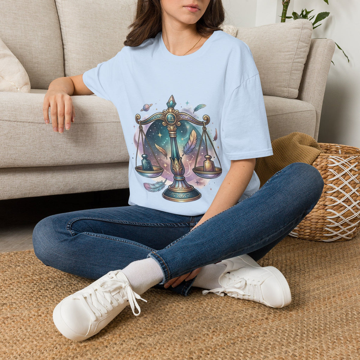 Libra Scales Zodiac T-Shirt — Celestial Astrology Graphic Tee