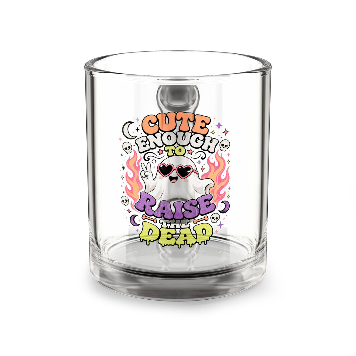 Halloween Glass Mug 10 oz  Cute Enough to Raise the Dead Glass Mug — 10oz Halloween Ghost Coffee Cup
