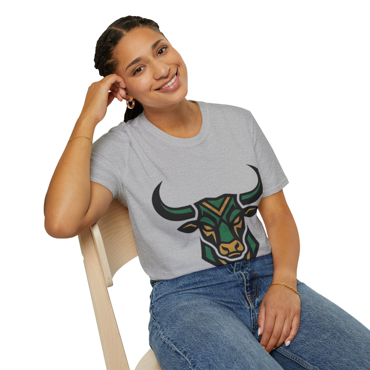 Bull Head Graphic T-Shirt — Tribal Geometric Rodeo Tee