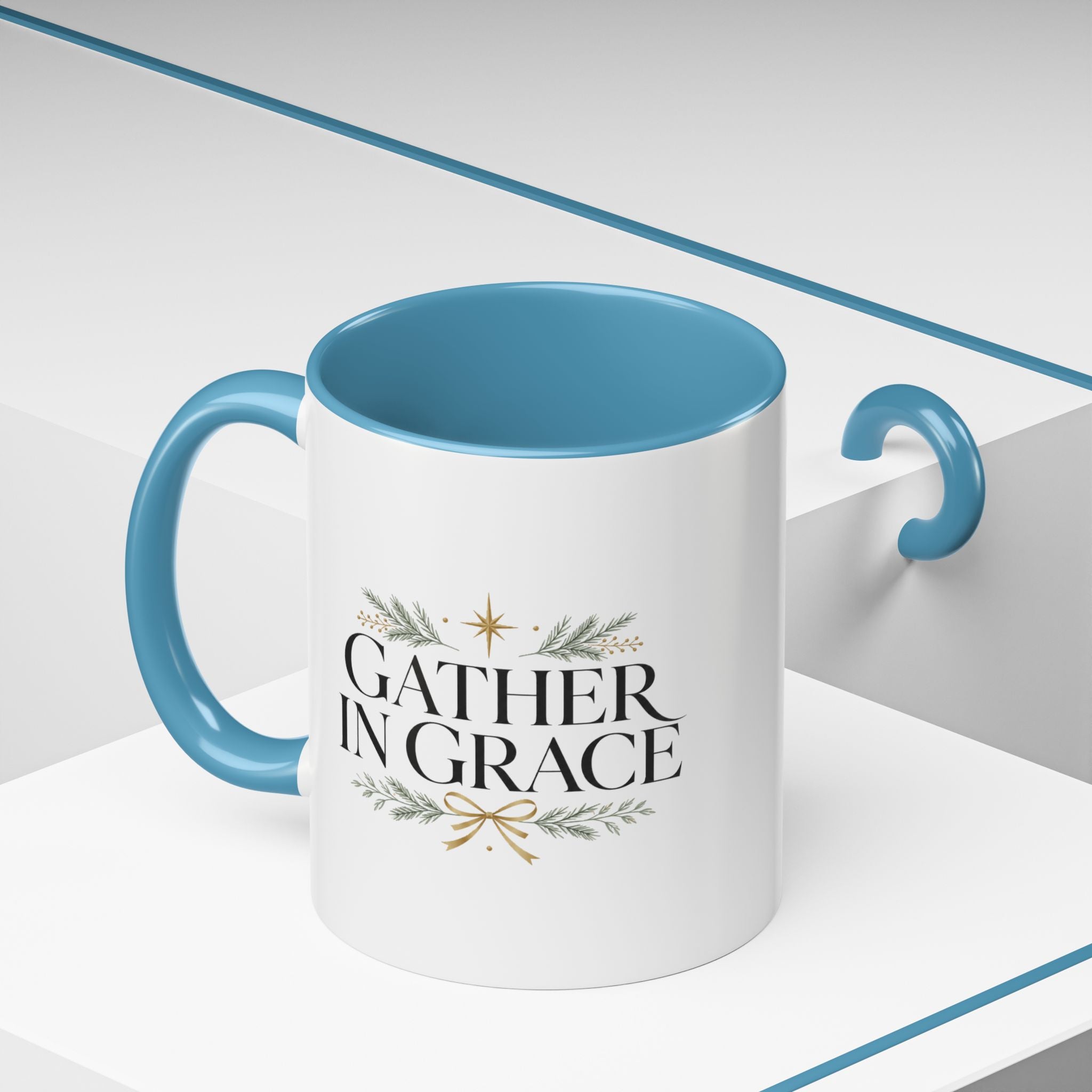 Christmas Gather in Grace Coffee Mug — Inspirational Holiday Accent Mug