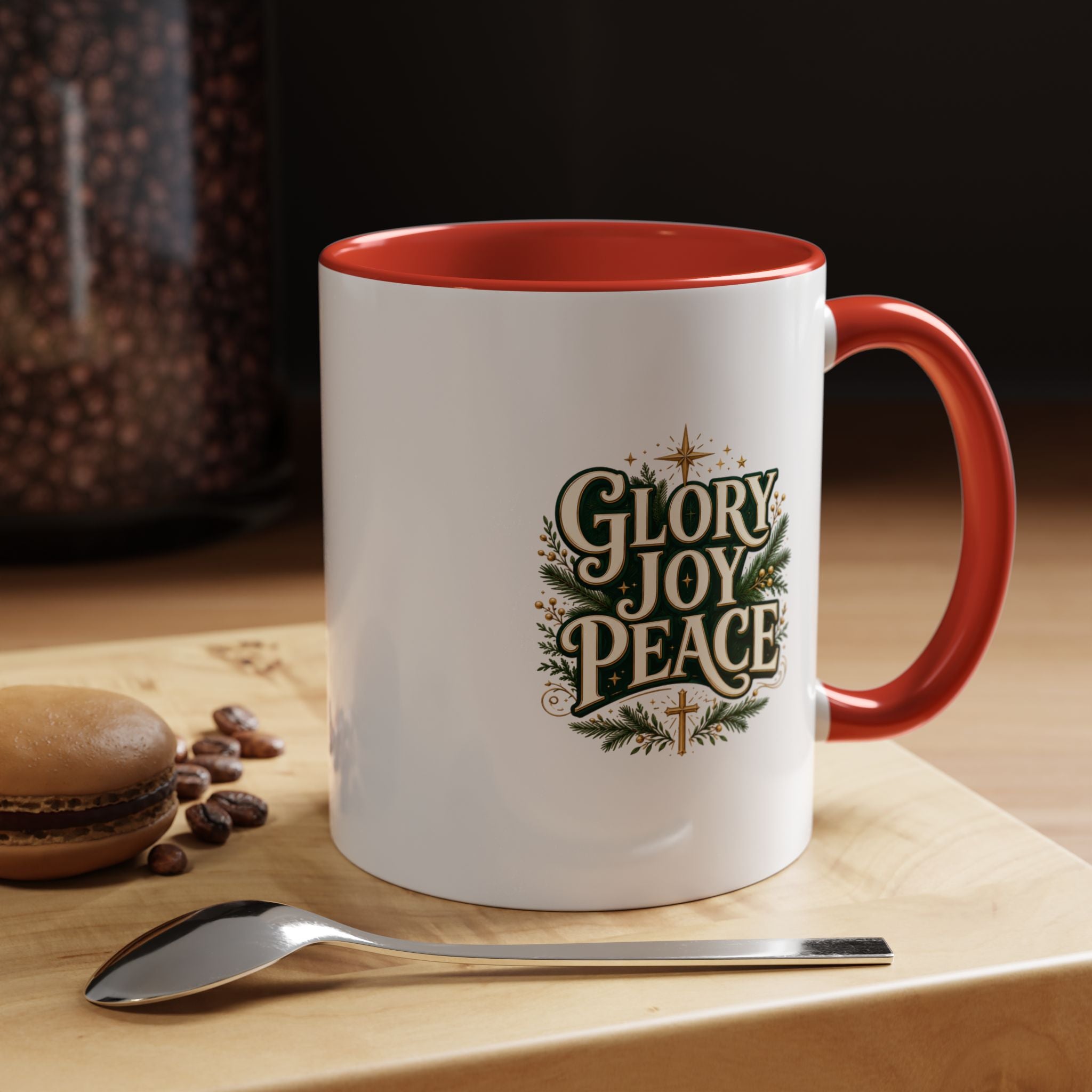 Glory Joy Peace Christmas Coffee Mug - Holiday Scripture Accent Mug