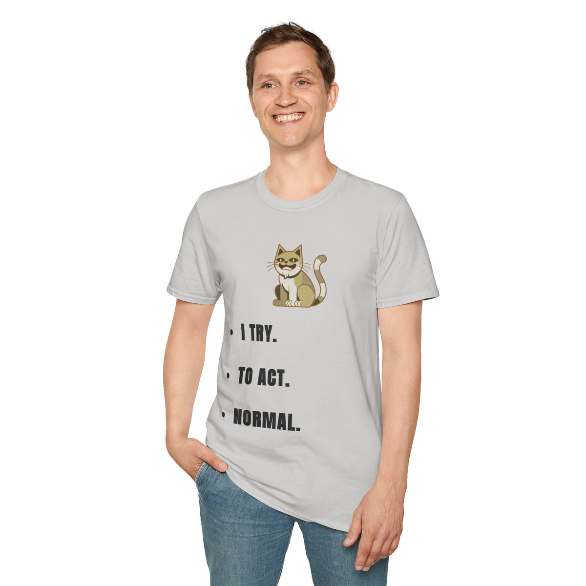I Try Cat T-Shirt — Cute Cat Illustration Tee with "I Try." Text - Trending Now - September 2026