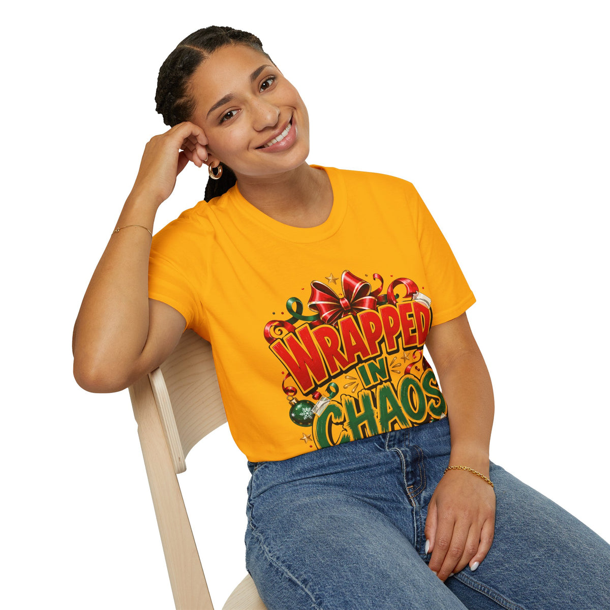 T-Shirt — "Wrapped in Chaos" Holiday Graphic Tee