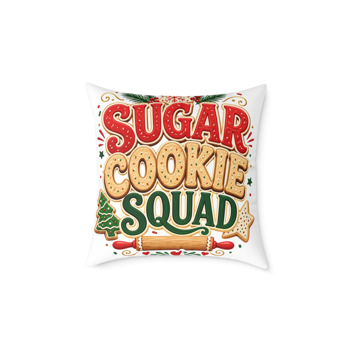 Christmas Sugar Cookie Squad Pillow – Christmas Holiday Decorative Throw Pillow