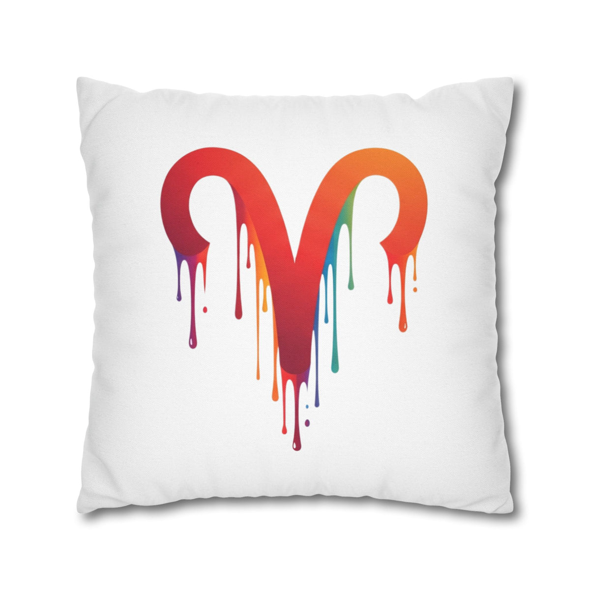 Aries Rainbow Drip Heart Pillowcase — Colorful Melting Heart Decorative Pillow