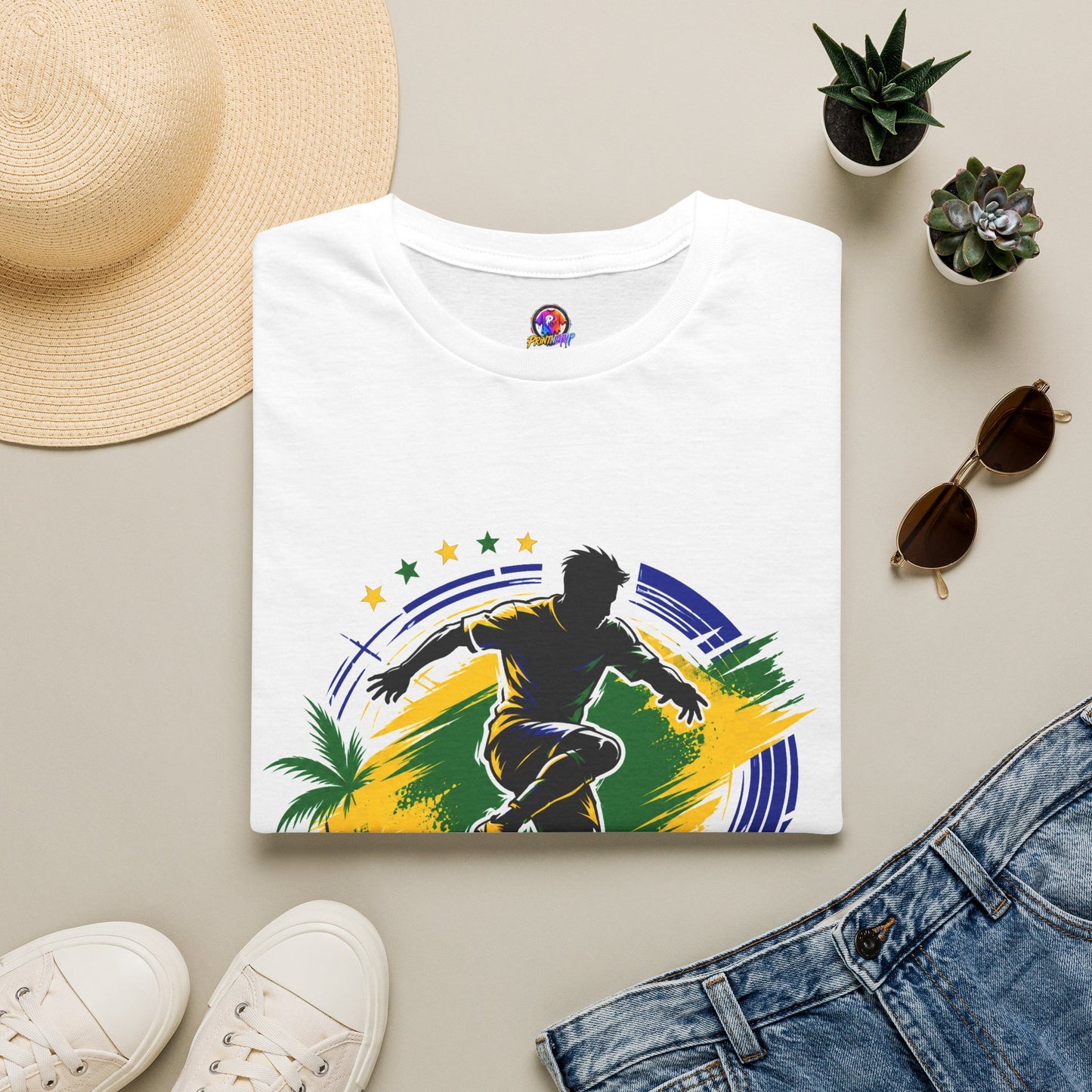 Brazil  Samba Strike Soccer T-Shirt — Brazilian Football Player Graphic Tee