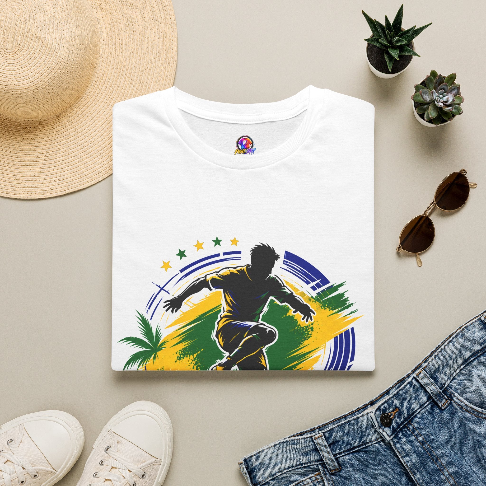 Brazil  Samba Strike Soccer T-Shirt — Brazilian Football Player Graphic Tee