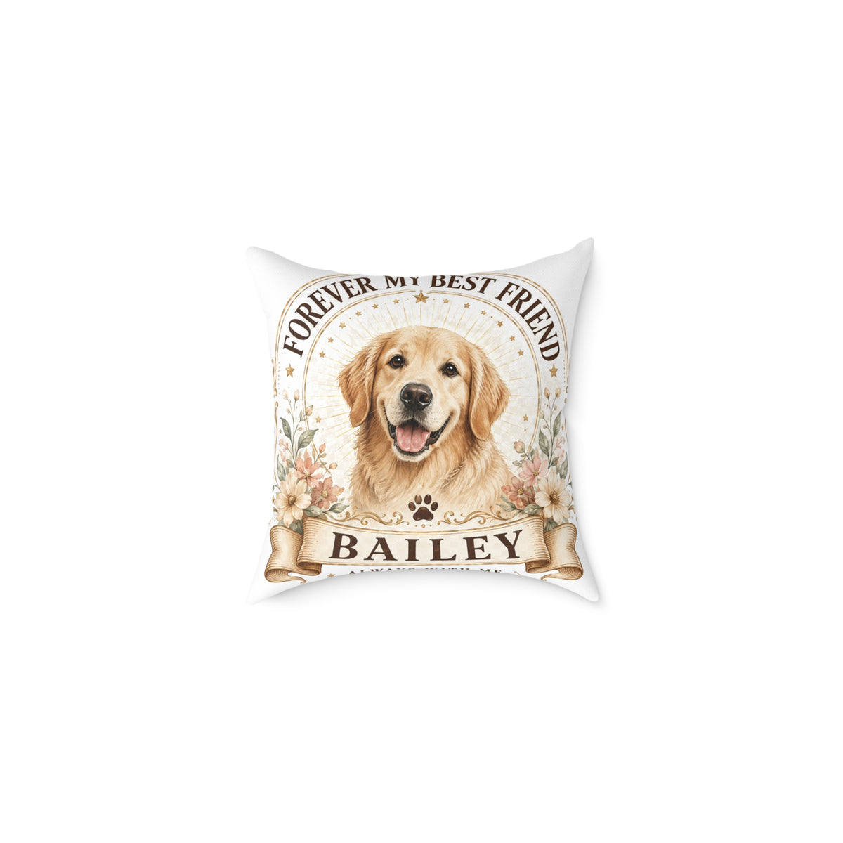 Personalized Dog Pillow Milo Bailey Dog Dad Mom – "Forever My Best Friend" Custom Pet Name Cushion