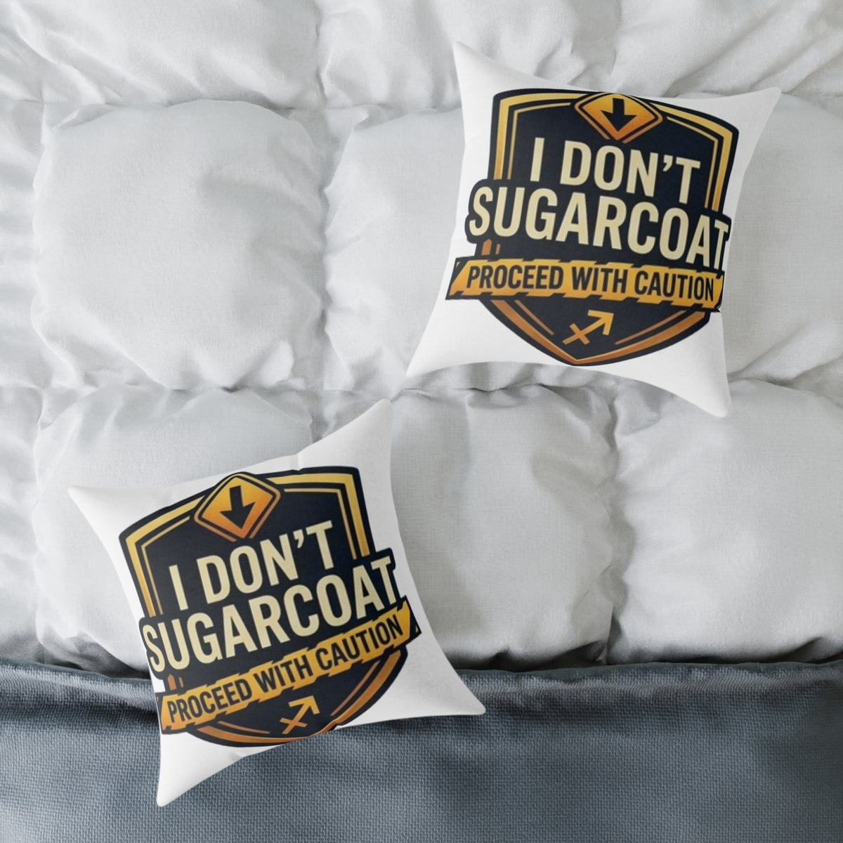 Sagittarius Zodiac I Don't Sugarcoat Process With Caution Square Poly Canvas Pillow