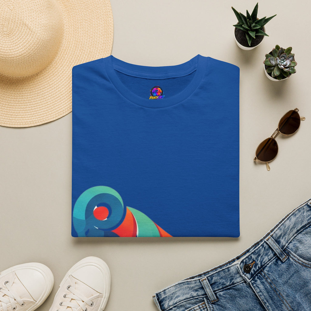 Ram Graphic T-Shirt — Colorful Geometric Sheep/Goat Art