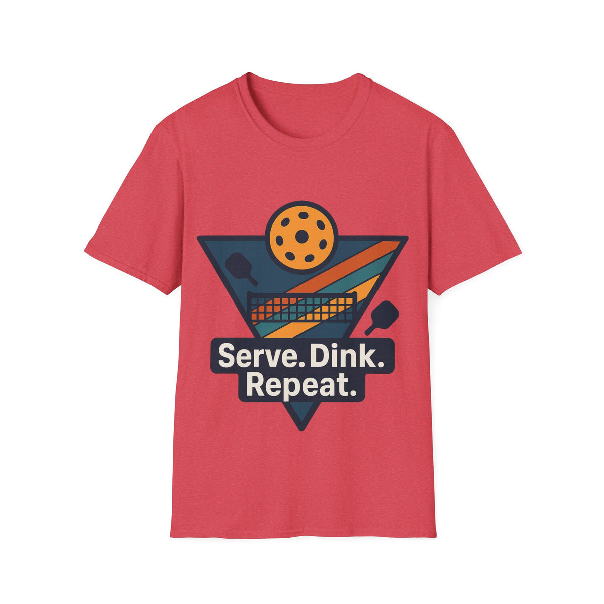 Pickleball T-Shirt — Retro Paddle & Ball Design with “Serve. Dink. Repeat.” Slogan - Trending Now - August 2026