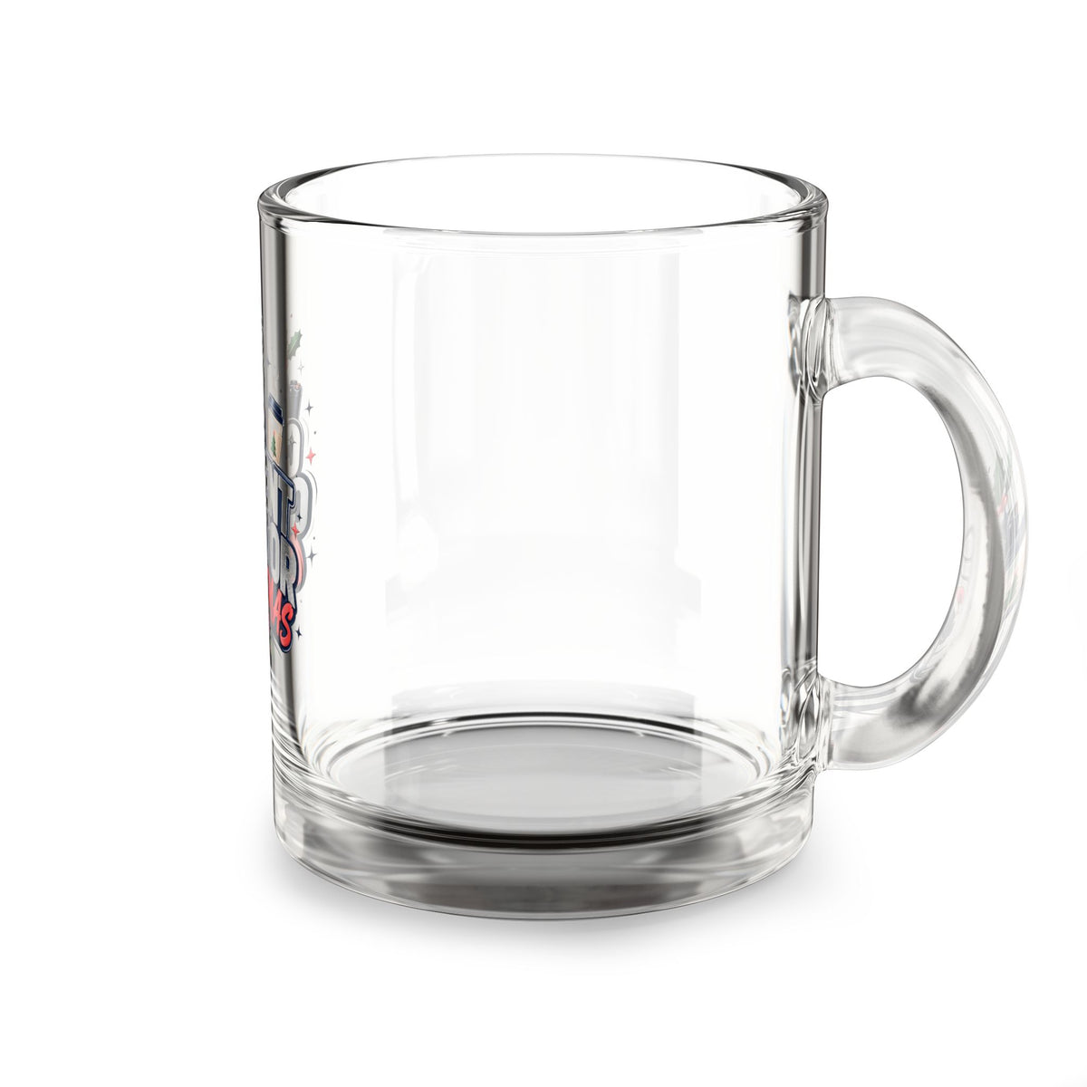 Modern Day Christmas Glass Mug  10oz vContent Creator Christmas Glass Mug – 10oz Holiday Coffee Cup