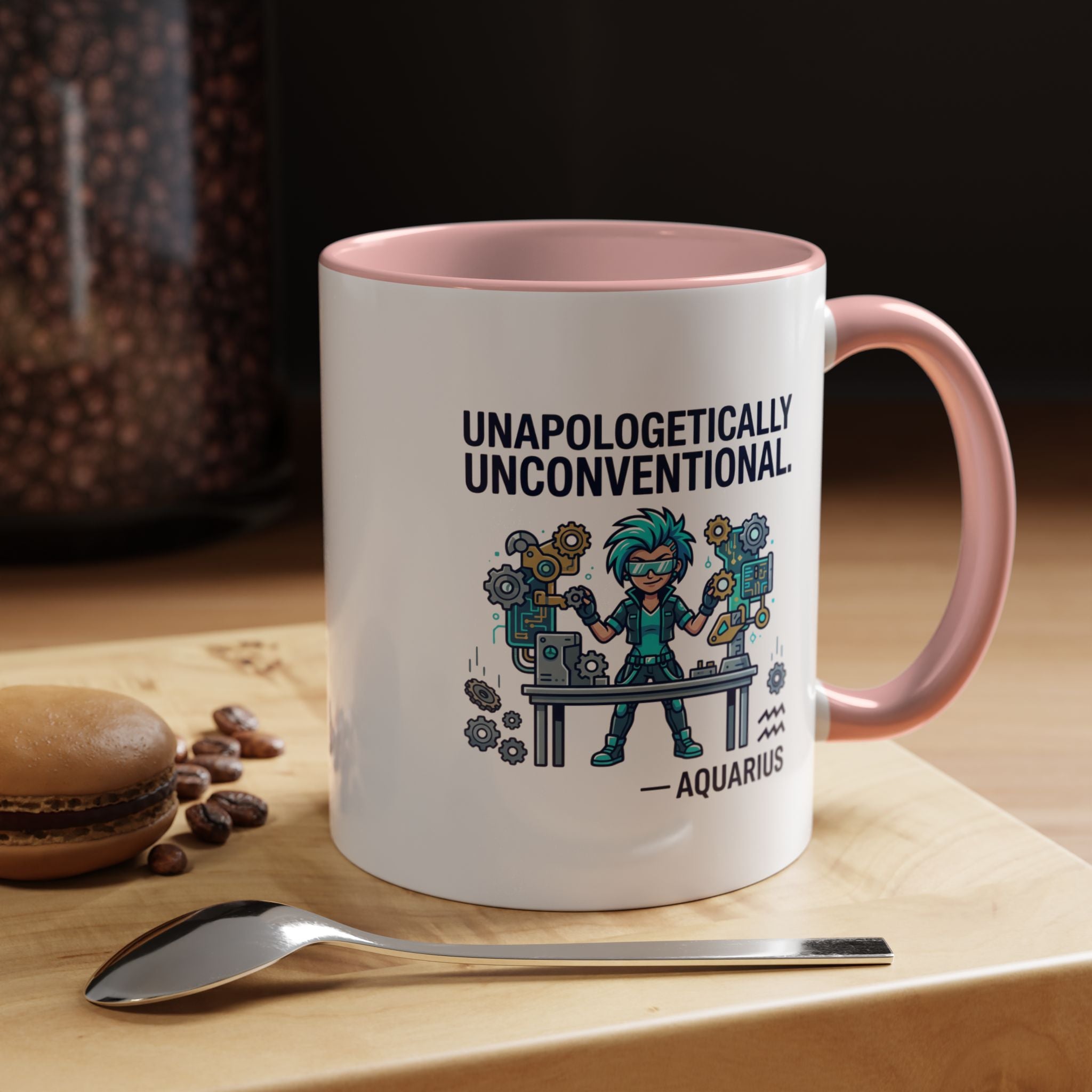 Aquarius Coffee Mug - "Unapologetically Unconventional" Zodiac Accent Mug 11oz