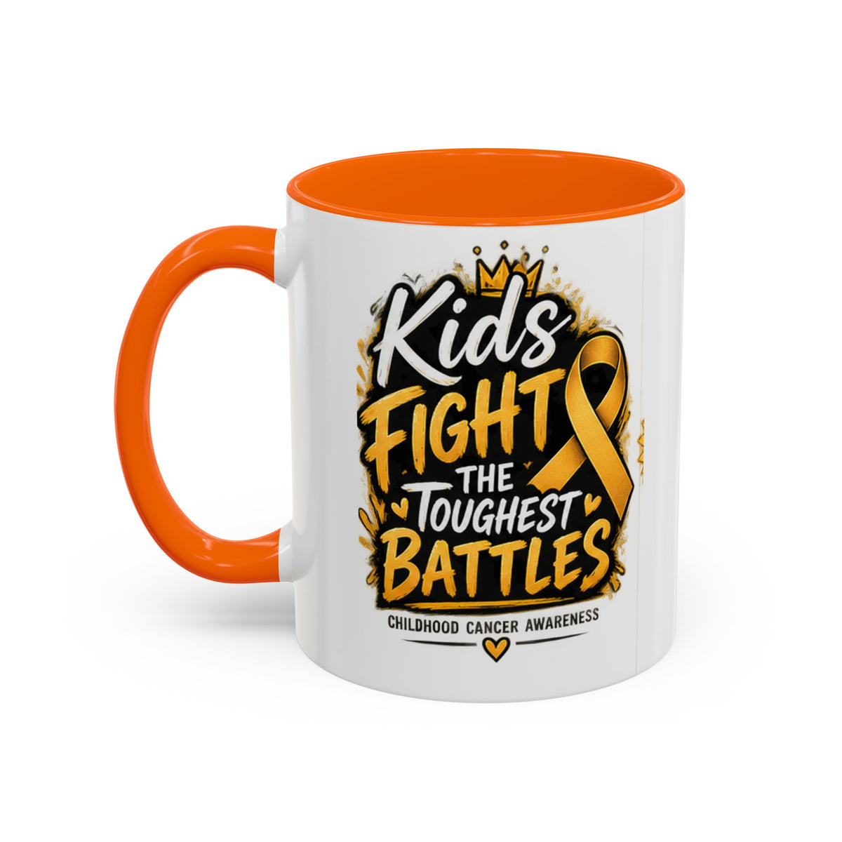 Kids Fight The Toughest Battles Accent Coffee Mug — Childhood Cancer Awareness 11/15oz