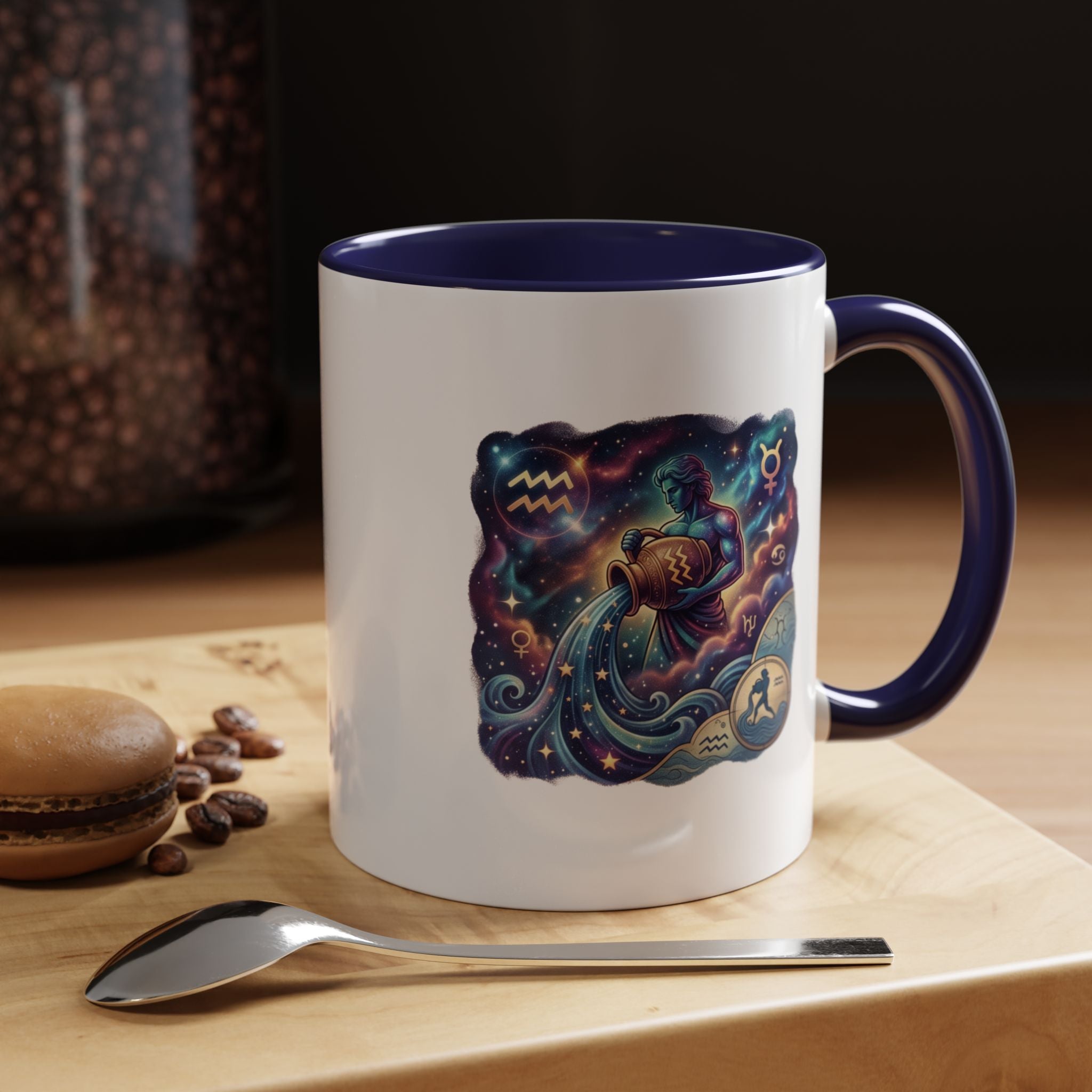 Aquarius Zodiac Coffee Mug — Celestial Water Bearer Accent Mug