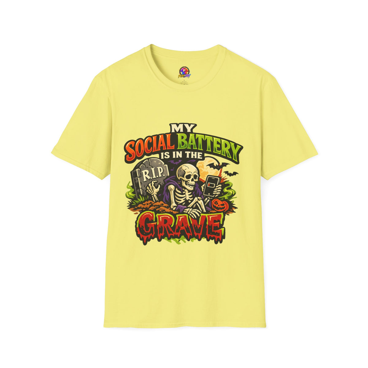 Halloween My Social Battery Unisex Softstyle T-Shirt