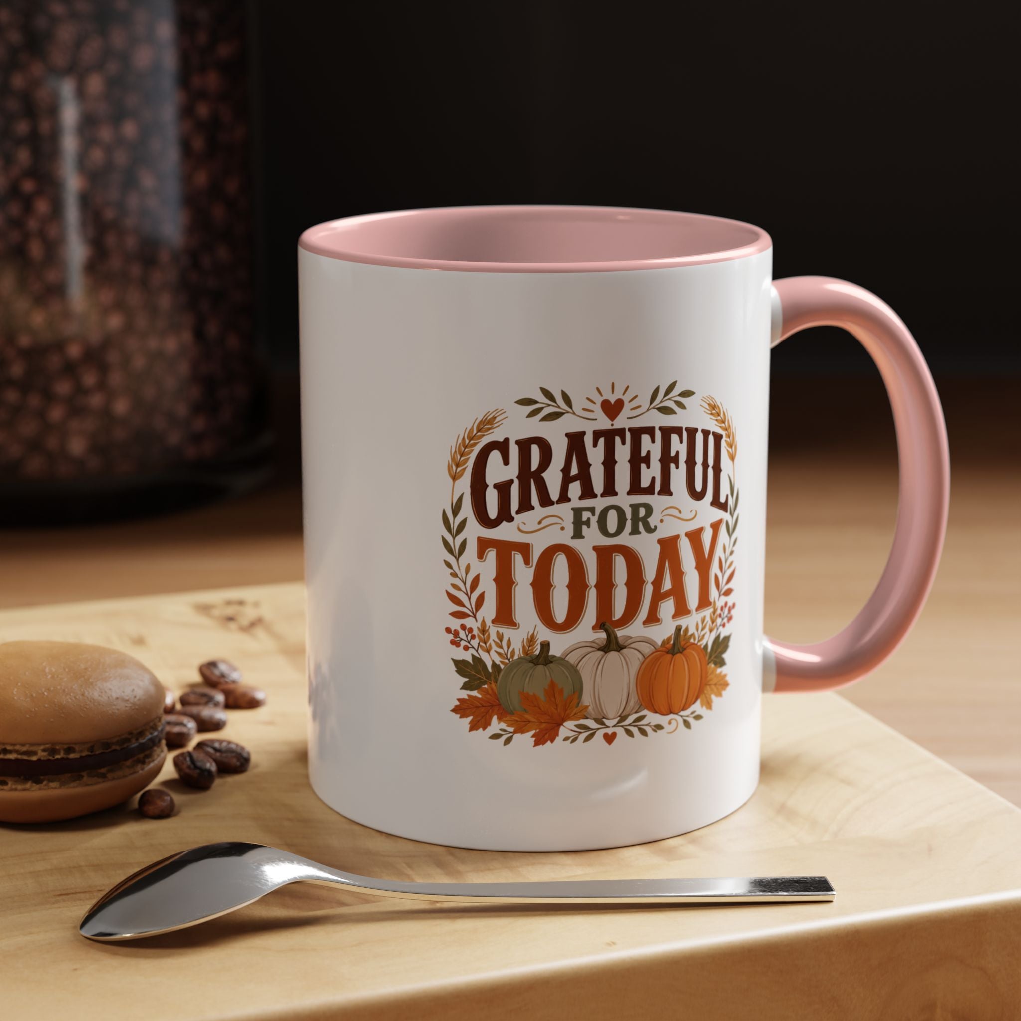 Thanksgiving Mug Grateful For Today Coffee Mug — Thanksgiving Pumpkin Fall Ceramic Accent Mug
