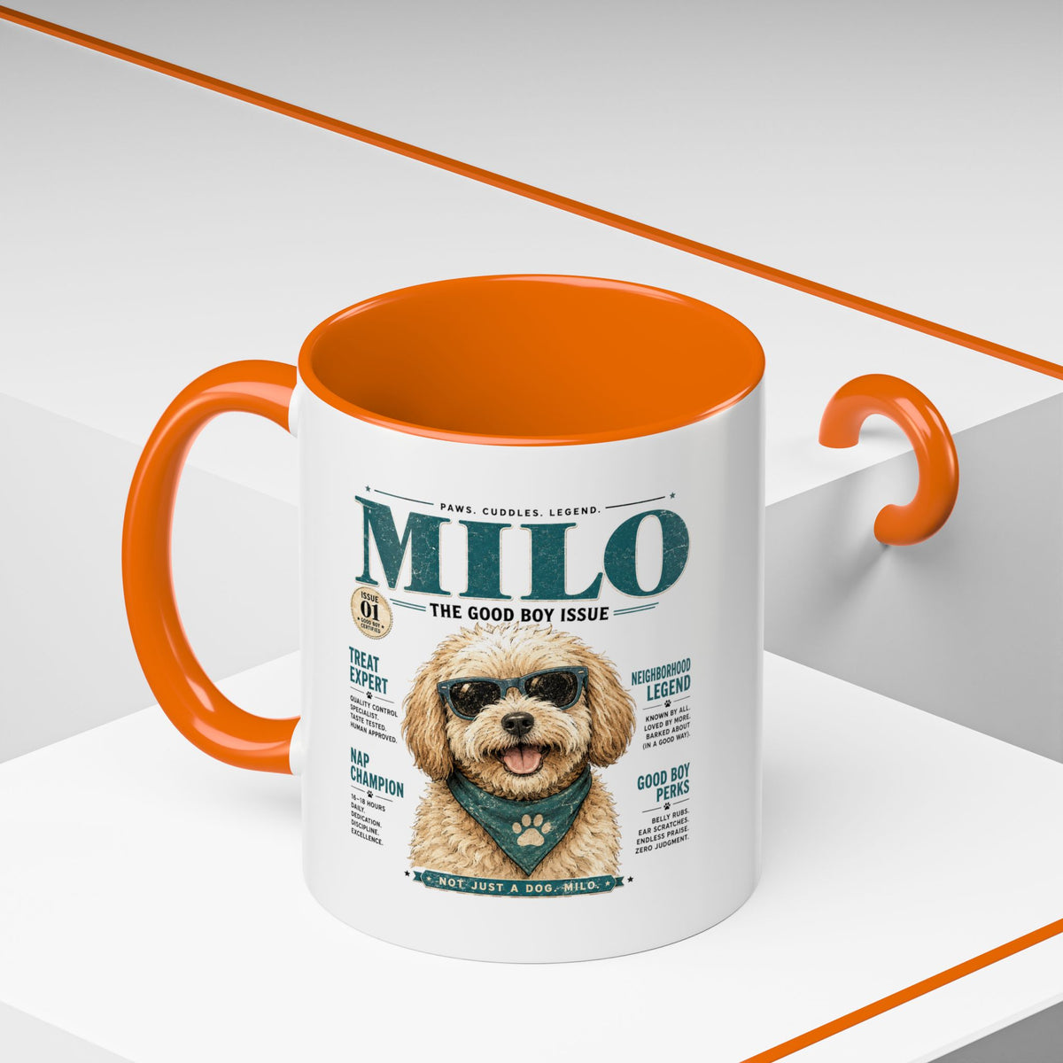 Milo Bailey Dog Dad Mom Milo Magazine-Style Accent Coffee Mug — Cute Dog Portrait