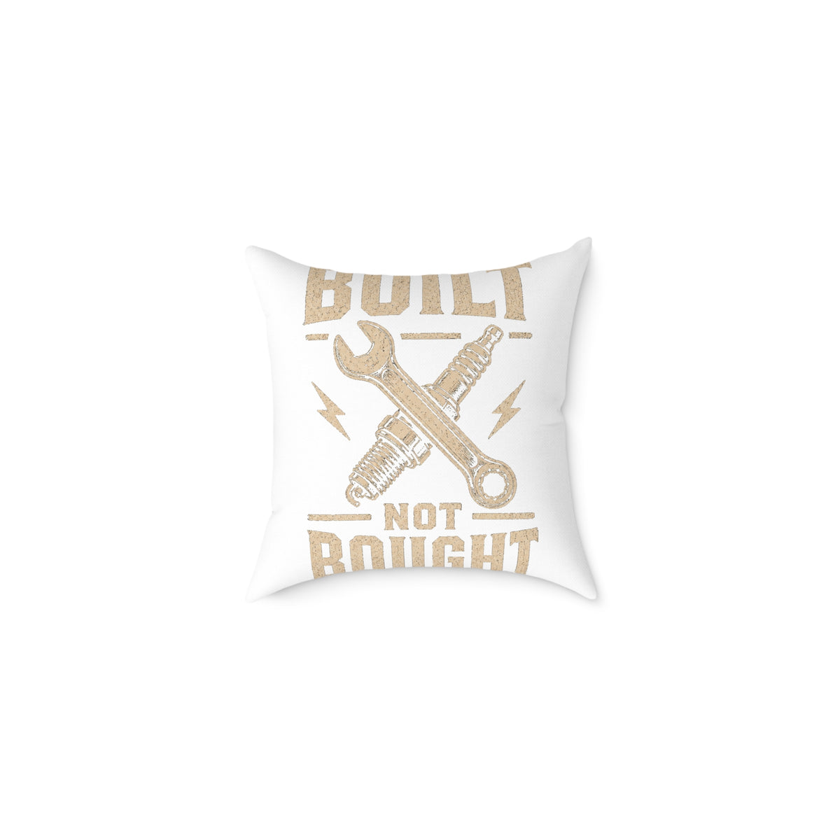 Built Not Bought Square Pillow — Mechanic Garage Decor Milo Bailey Dog Dad Mom