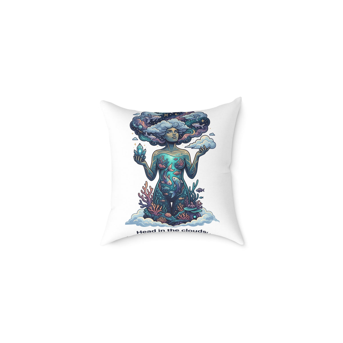 Pisces Zodiac Head In The Clouds Square Poly Canvas Pillow