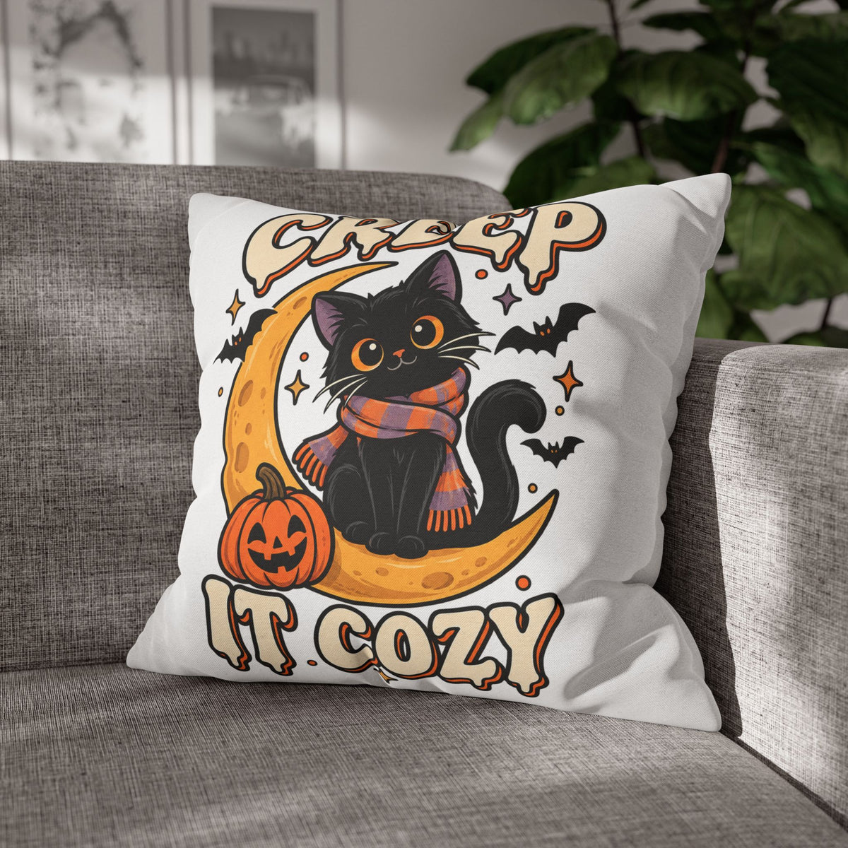 Creep It Cozy Halloween Cat Pillowcase