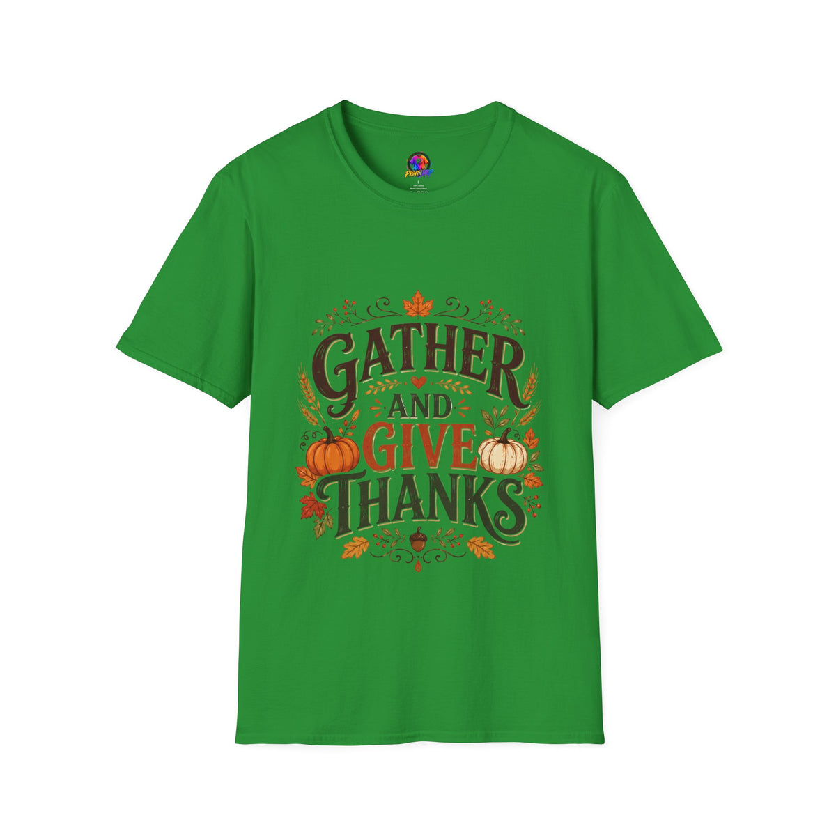 Thanksgiving T-Shirt Gather and Give Thanks T-Shirt — Thanksgiving Fall Holiday Tee
