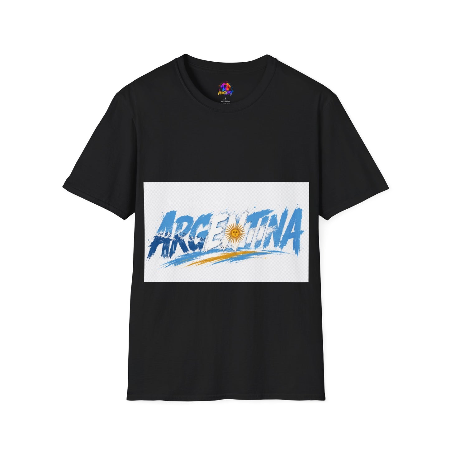 Argentina Graphic T-Shirt — Argentina Typography Tee with Sun & Flag Colors
