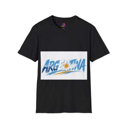 Argentina Graphic T-Shirt — Argentina Typography Tee with Sun & Flag Colors