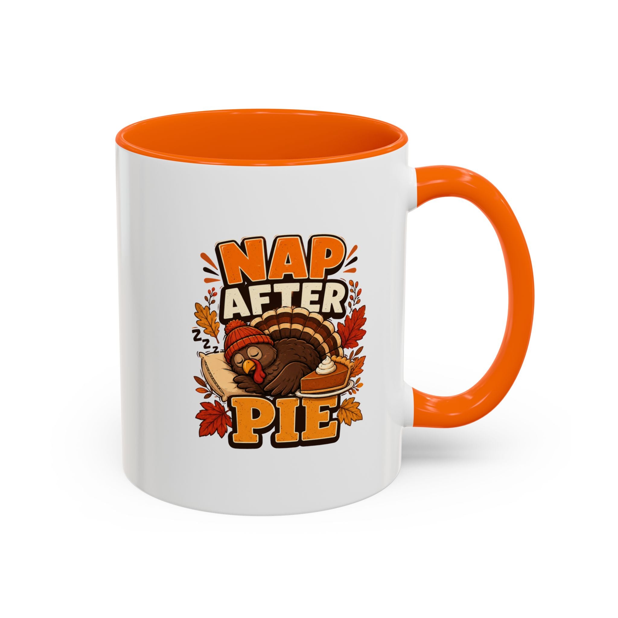 Thanksgiving Mug Nap After Pie Coffee Mug — Thanksgiving Turkey & Fall Leaves  Accent Mug