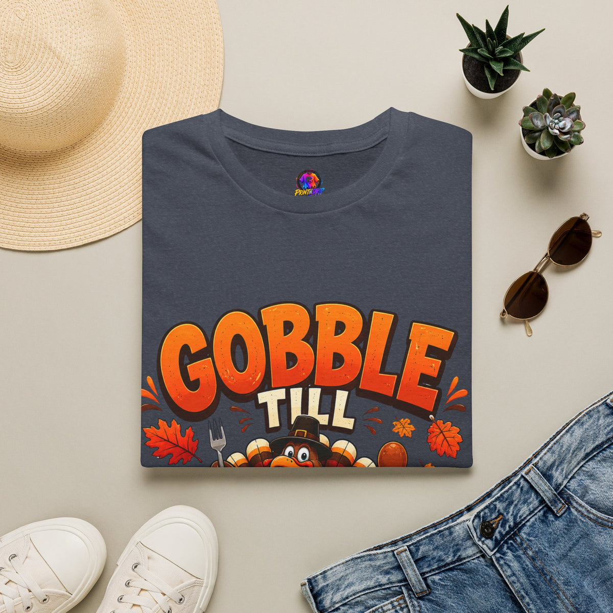 Thanksgiving T-Shirt Gobble 'Til You Wobble Thanksgiving T-Shirt