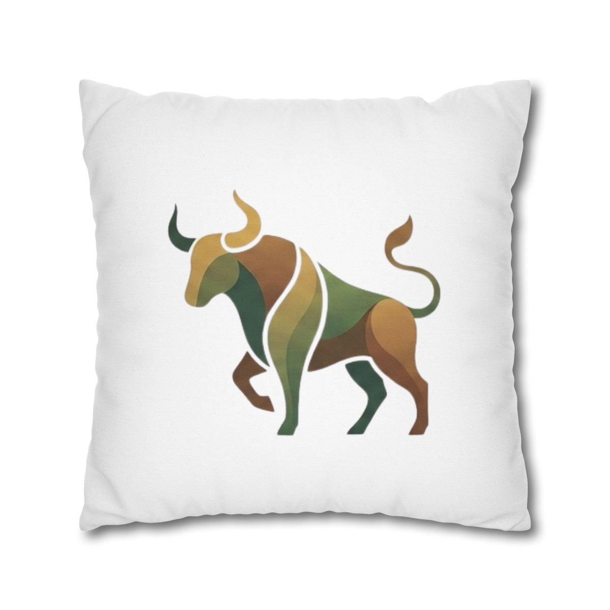 Taurus Geometric Bull Throw Pillowcase – Earth Tone Taurus Home Decor