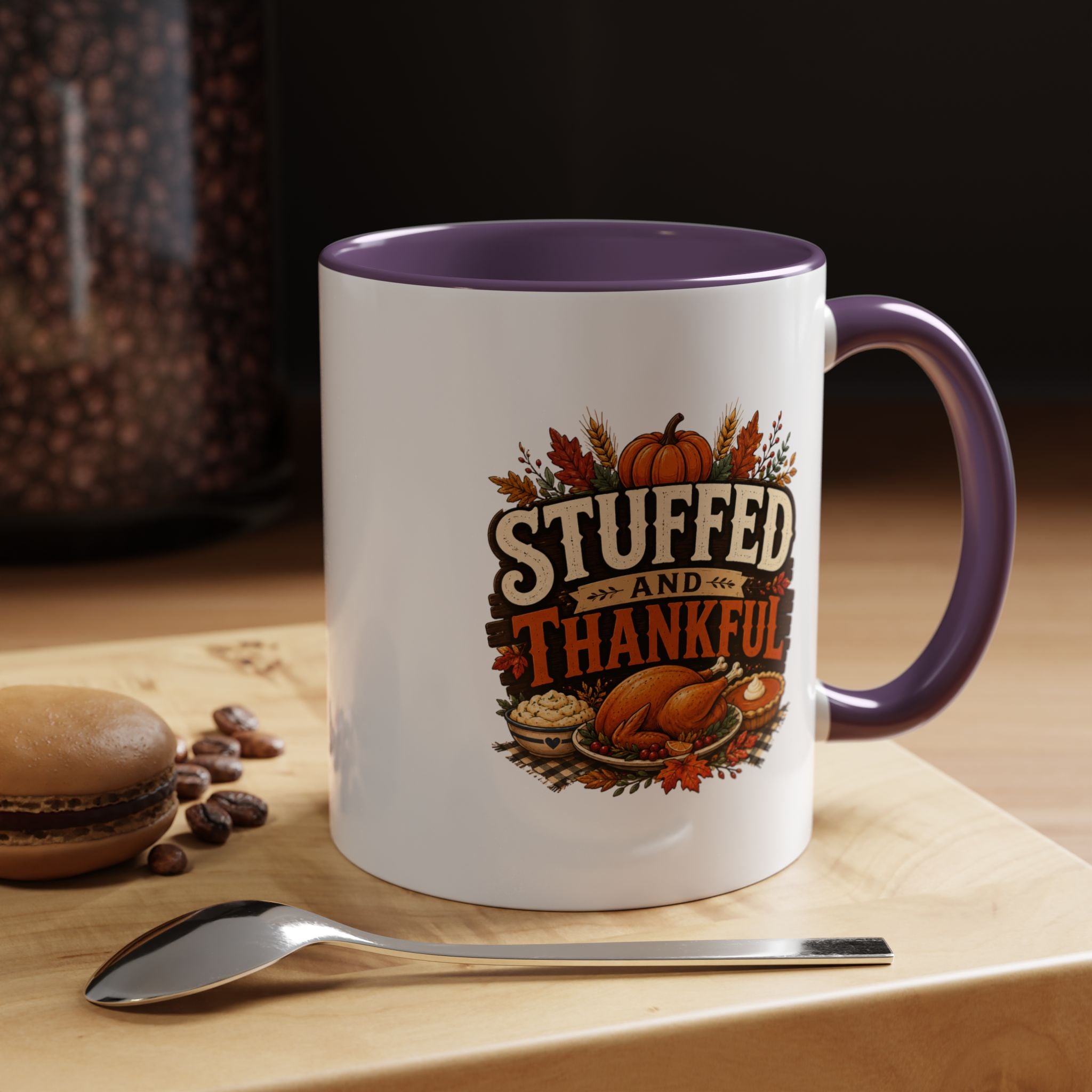 Thanksgiving Mug Stuffed and Thankful Coffee Mug — Thanksgiving Fall Holiday Kitchen Gift