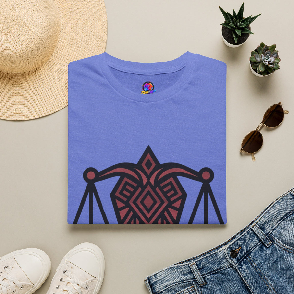 Libra Scales Graphic T‑Shirt — Tribal Zodiac Balance Design