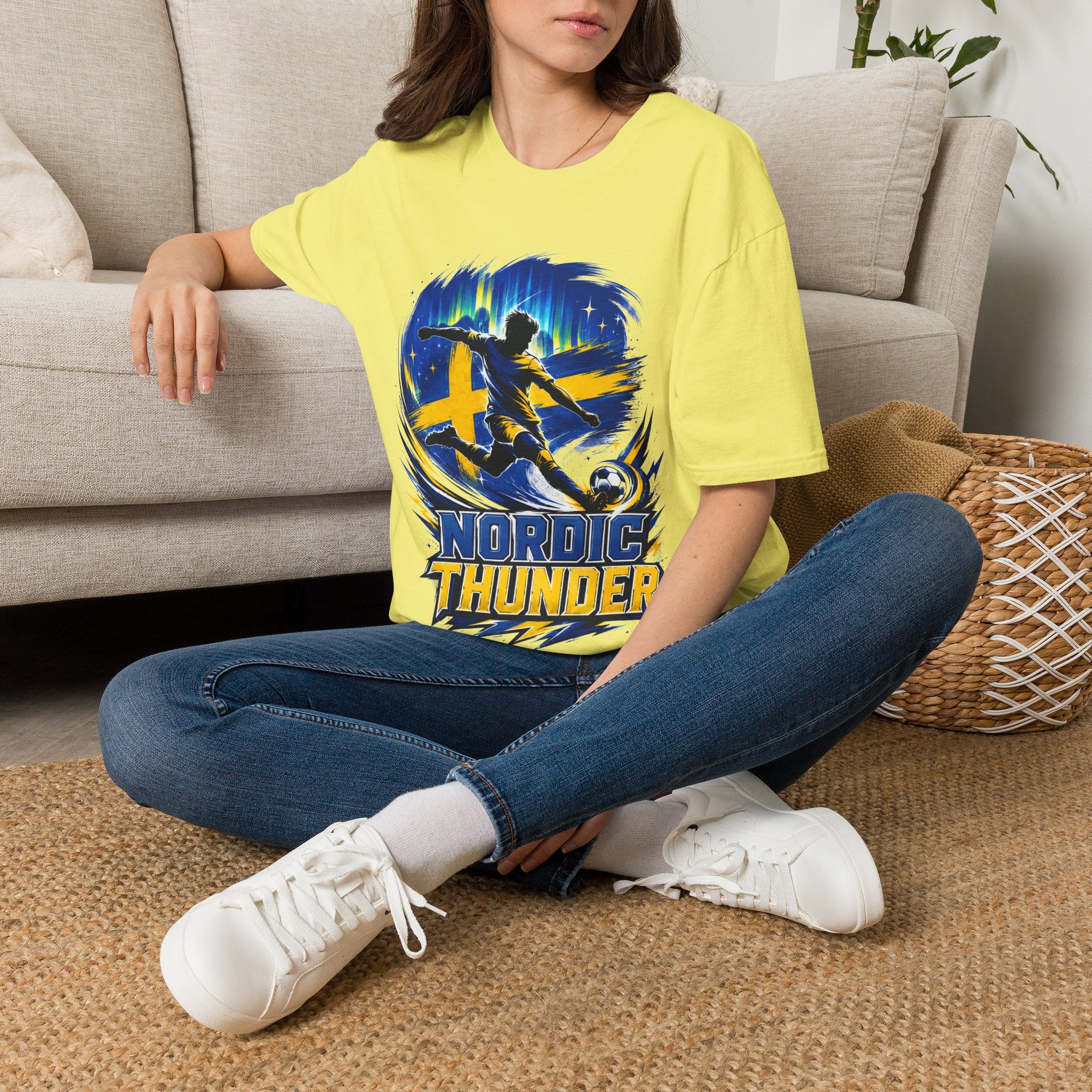Sweden Nordic Thunder Soccer T-Shirt — Sweden Football Fan Tee
