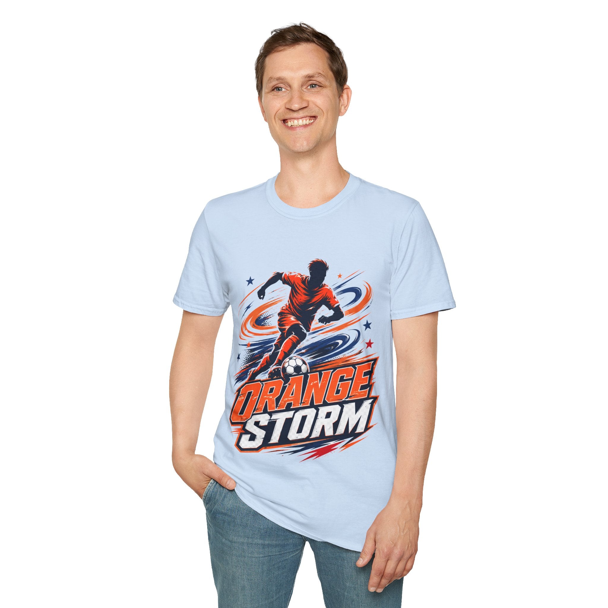 Netherlands Orange Storm Soccer T-Shirt — Dynamic Player Graphic Tee