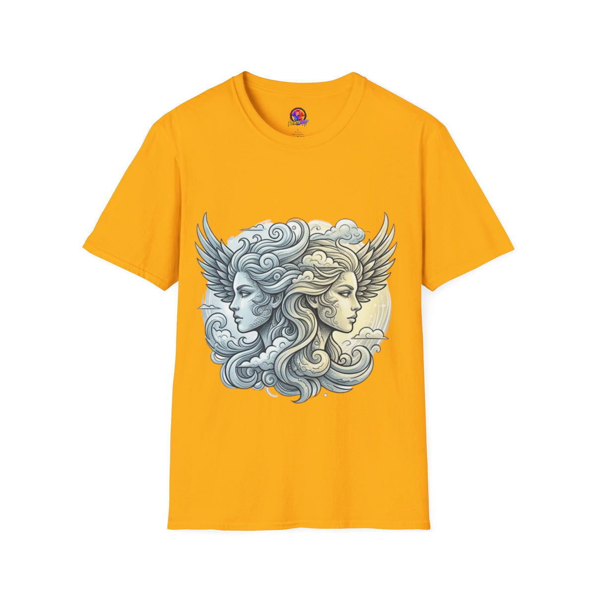Mythic Moon & Sun Faces T-Shirt — Celestial Duality Graphic Tee