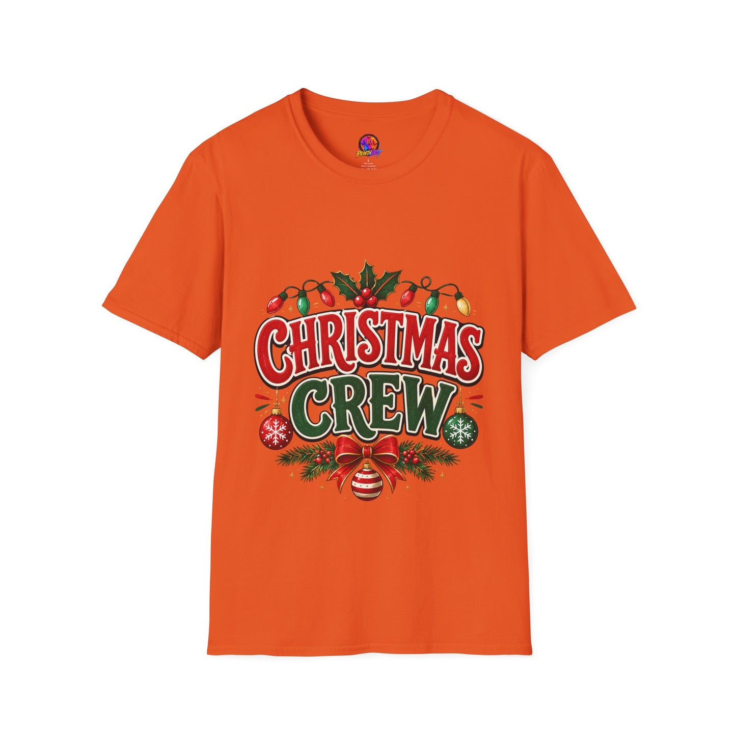 Christmas Crew T-Shirt — Festive Holiday Graphic Tee with Lights & Holly