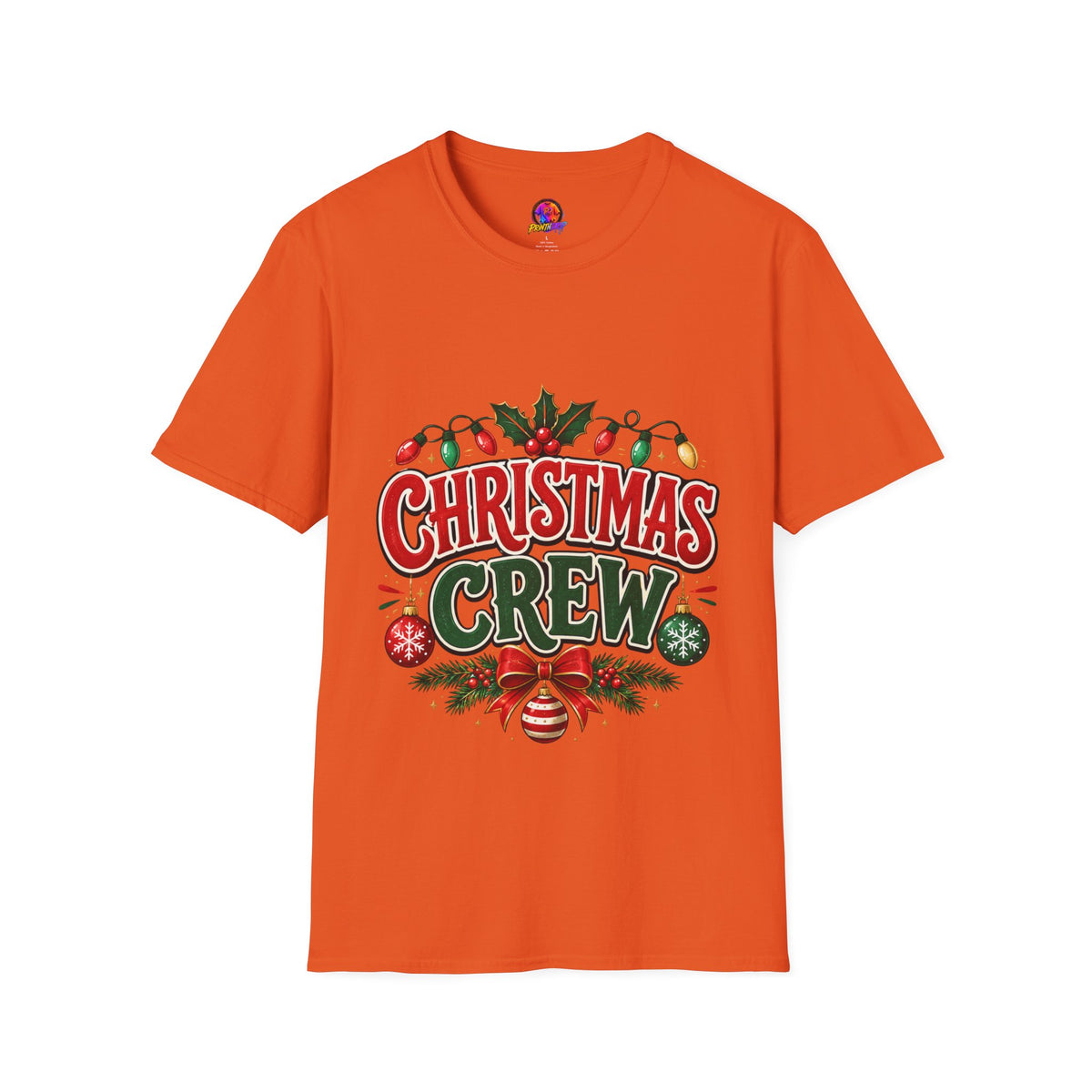 Christmas Crew T-Shirt — Festive Holiday Graphic Tee with Lights & Holly