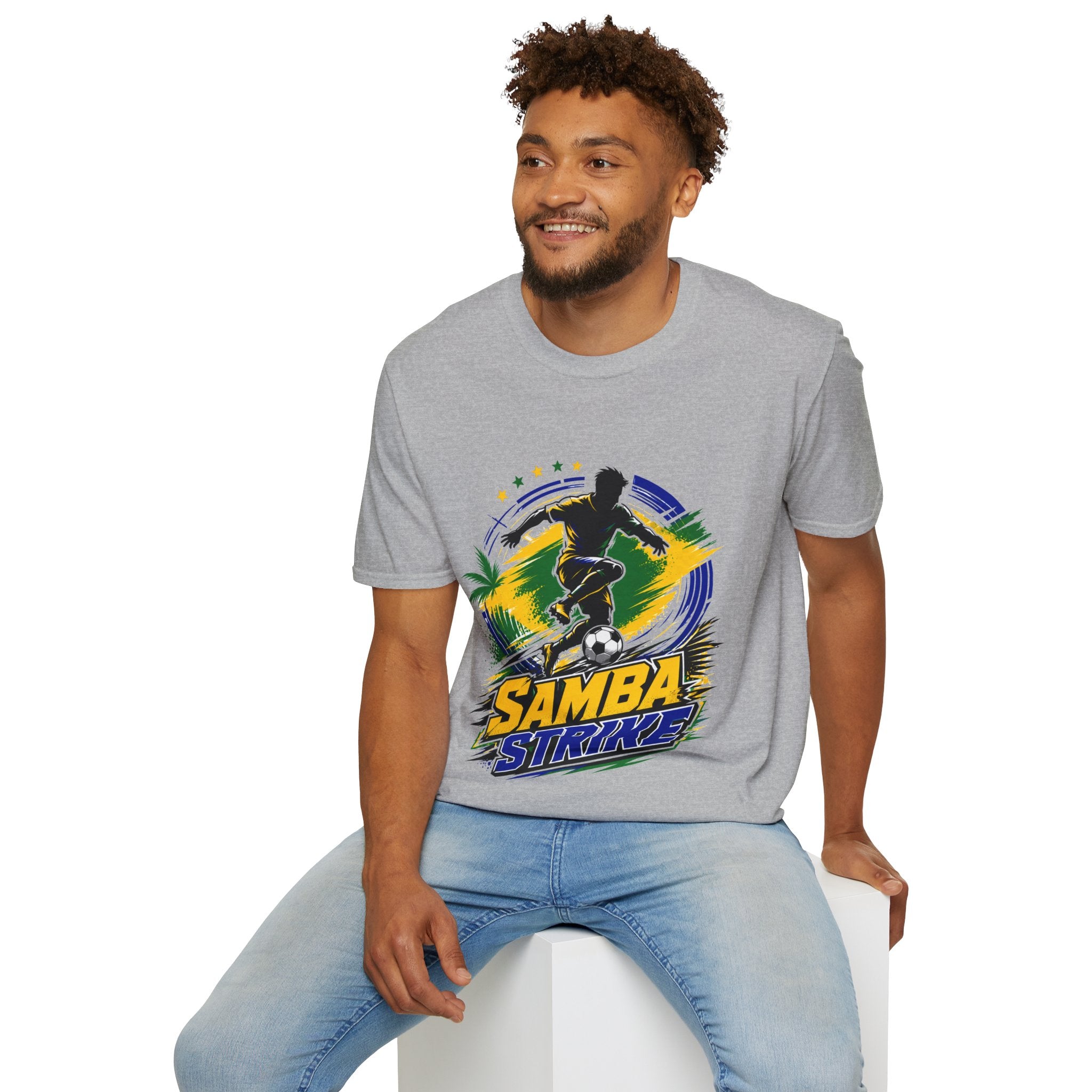 Brazil  Samba Strike Soccer T-Shirt — Brazilian Football Player Graphic Tee